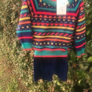 🦋3-6mo 2pc sweater navy corduroy pant/one spot